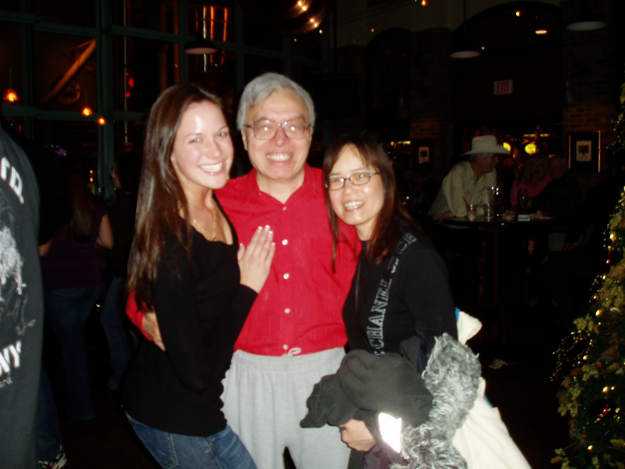 Hugh Ching, the inventor of Jumpulse Dance, embraced by a fan and a student (Chien Yi Lee) after a Jumpulse Dance exhibition. Click to see (for adult 18 and over) more Jumpulse Dances.