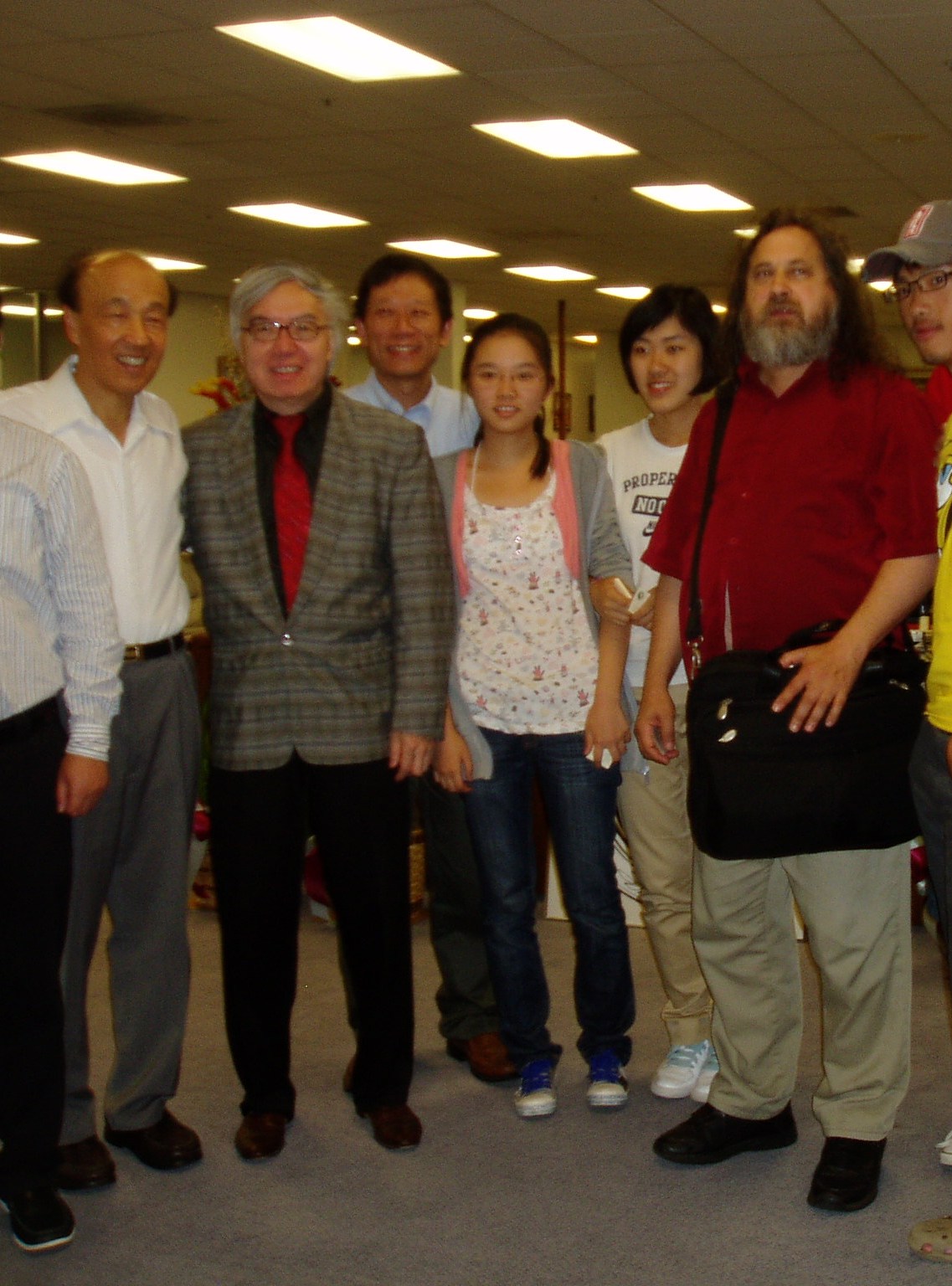 NPU picture of President of NPU, George Hsieh, Hugh Ching, Pochang Hsu, and Richard Stallman, 2010.